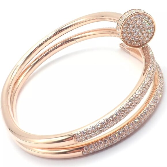 Cartier Juste un Clou Nail 18k Rose Gold Diamond Bangle Bracelet Size 16 Paper - Picture 3 of 13